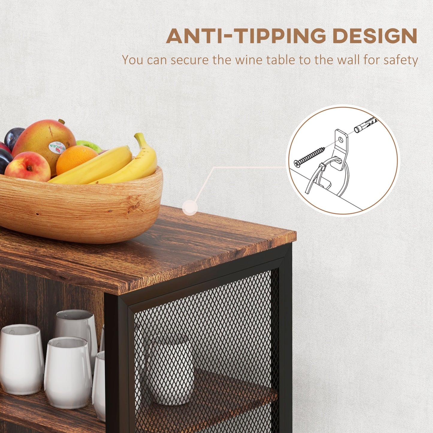 LED Wine Cabinet with Charging Station Holders